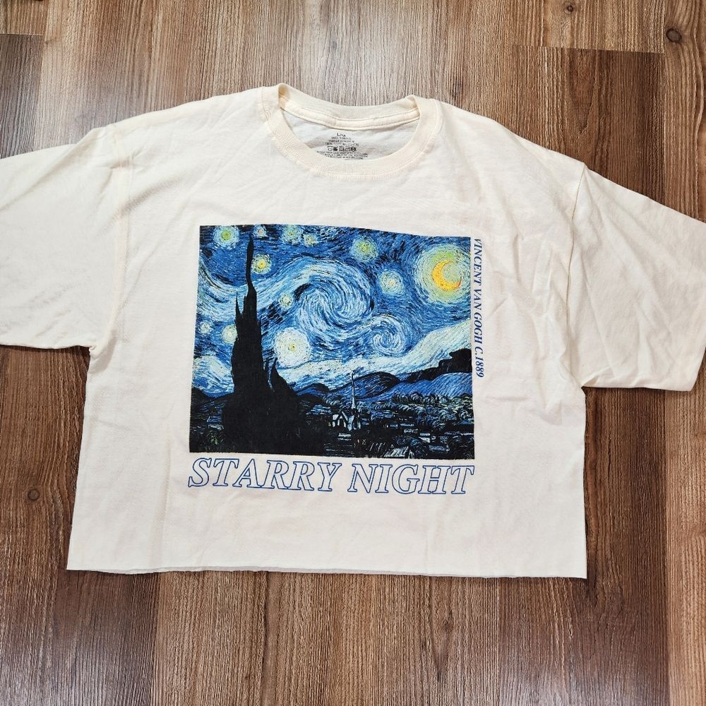 🔹️NWT Cream Van Gogh "Starry Night" Crop Short Sleeve Top XLarge
